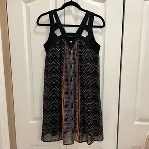 Black White and Orange Pattern Dress M